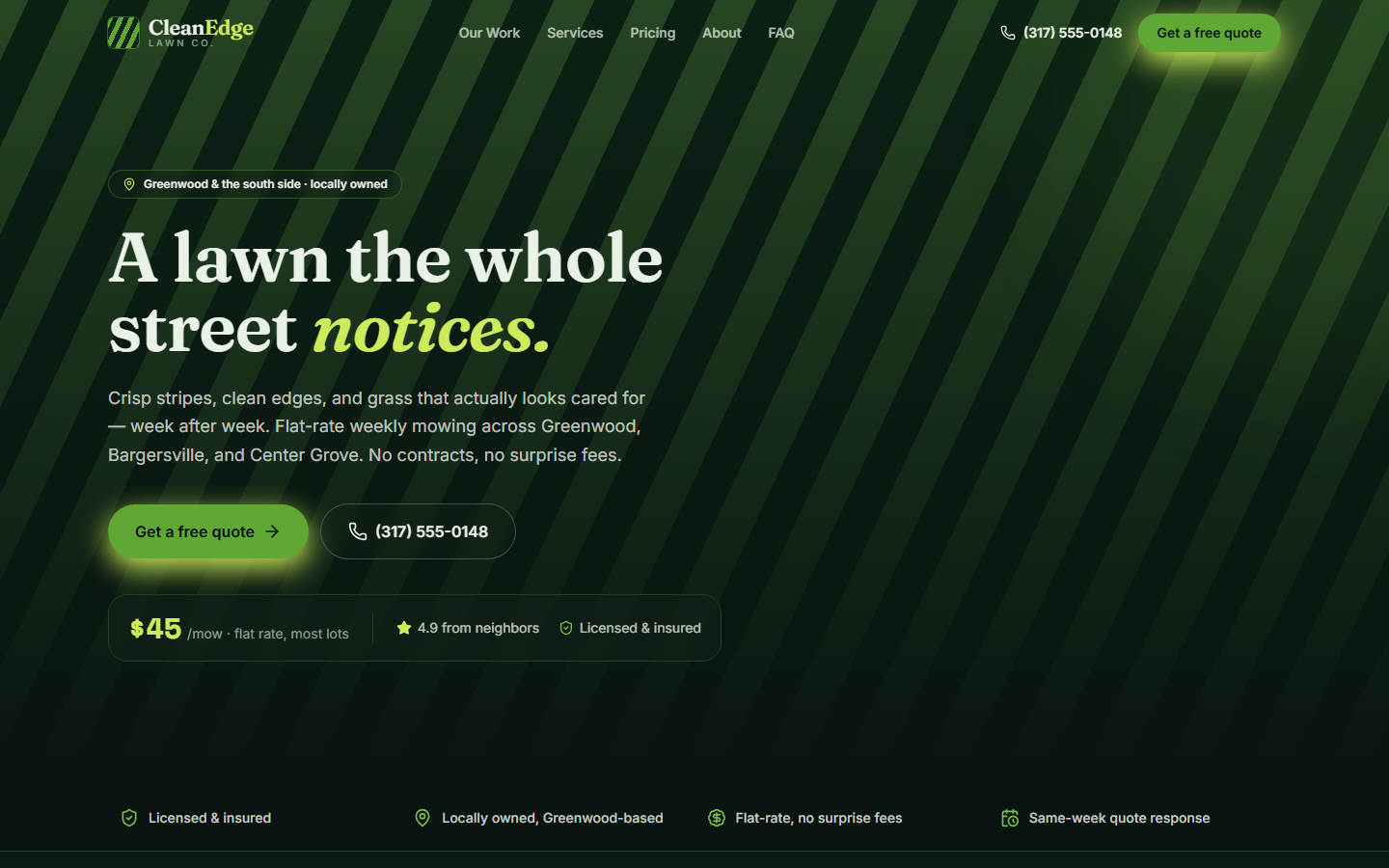 Clean Edge Lawn Co. website built by Synthesys