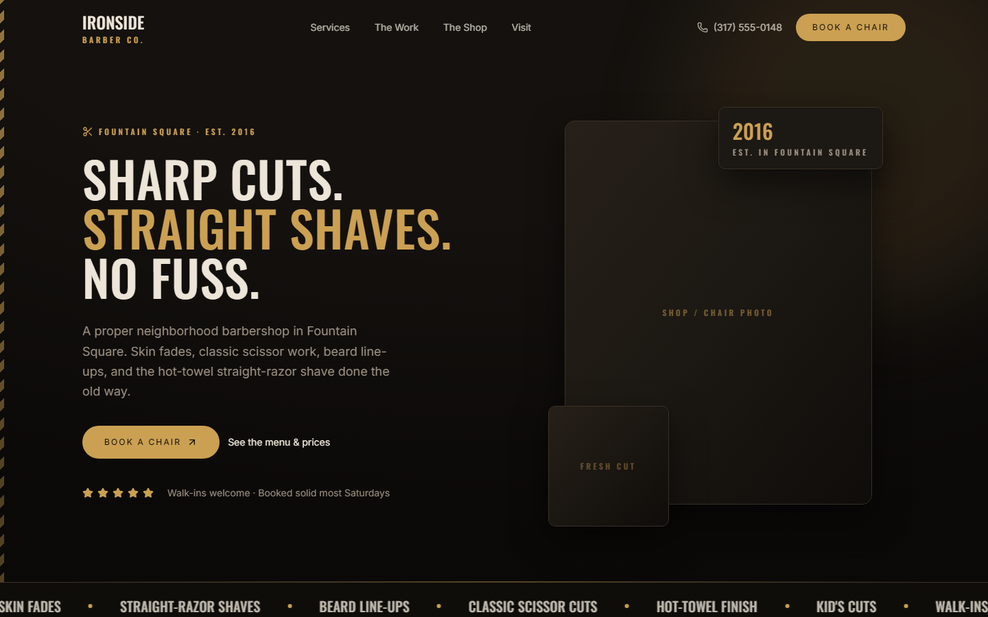 Ironside Barber Co. website built by Synthesys