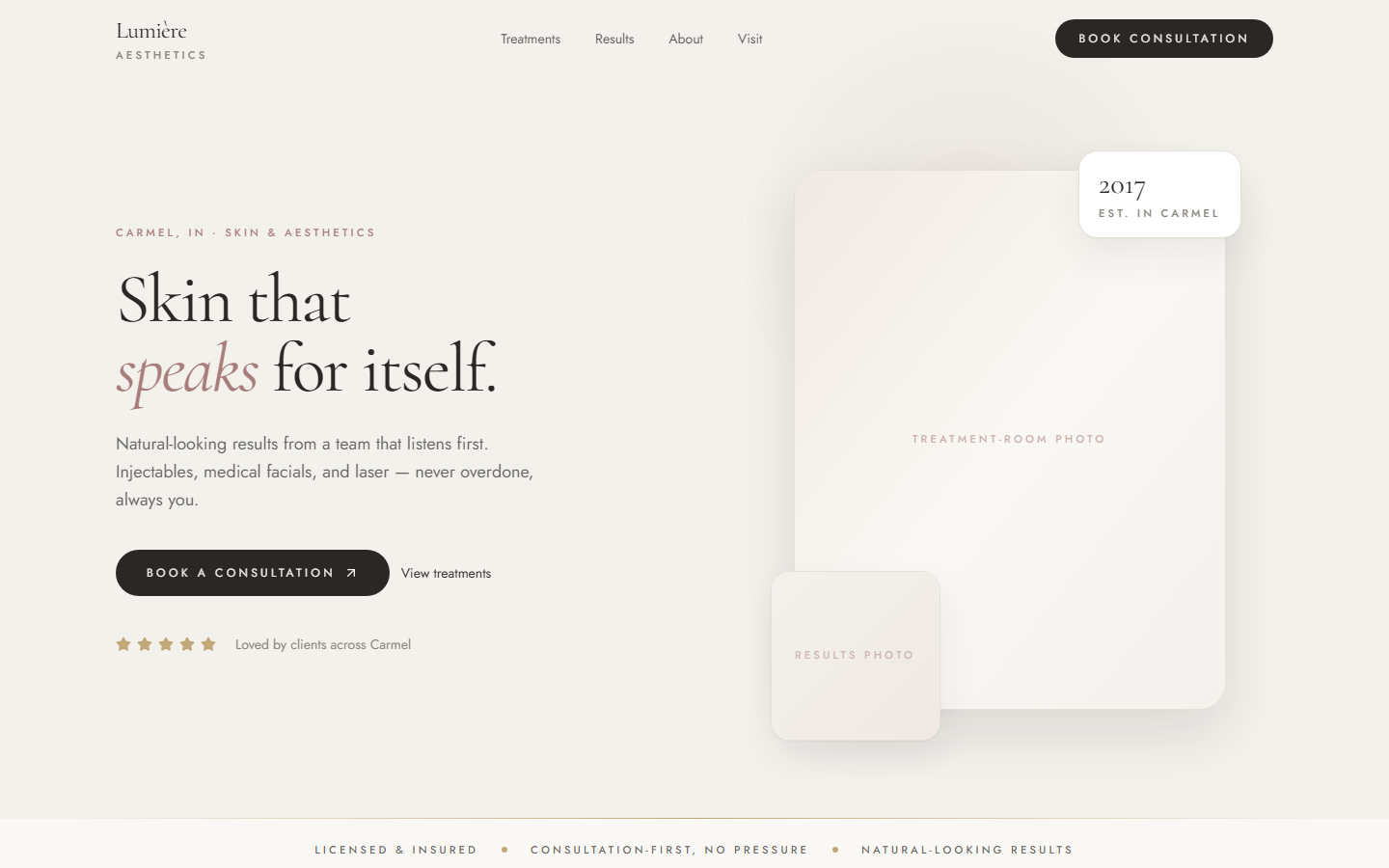 Lumière Aesthetics website built by Synthesys