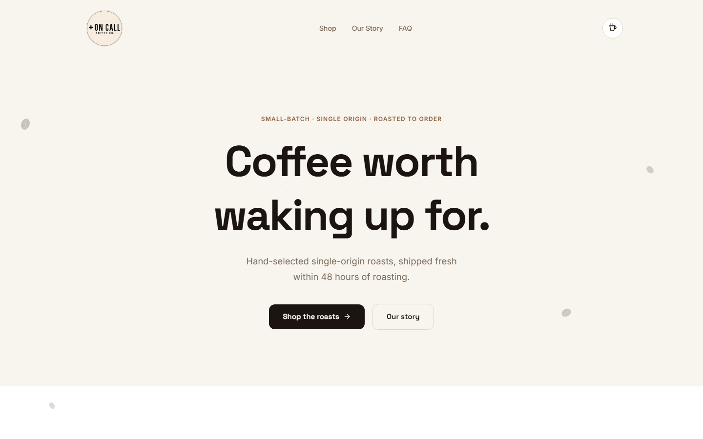 On Call Coffee Co. website built by Synthesys